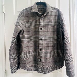 Banana Republic Black and Gray Plaid Shirt Jacket